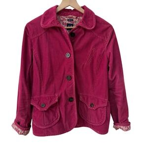 Gap Corduroy Jacket M Magenta Pink Floral Lined Vintage 2005 Barn Coat